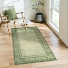  3x5 Green Washable Rug  Modern Bordered Small Rugs For Entryway  Non-slip 