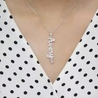 2ct Round Lab Created Diamond Custom Name Pendant 14k White Gold Plated Silver