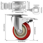 4  Heavy Duty Swivel Caster Wheels Brake 4 Set Industrial Locking Rolling Plate