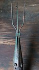 Vintage Handmade Tool 3-pronged Spear Fishing Frog Gaff Harpoon Wood Handle