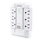 Csp600wsurc2 Surge Protector Wall Tap 1200j 6 Swivel Outlets 2 Usb Ports