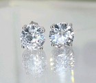  925 Sterling Silver Brilliant Round Big 7mm Clear Stud Earrings Cubic Zirconia 
