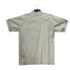 Mexican Guayabera Short Sleeve Shirt Traditional Embroidered Light Green Large