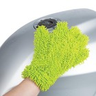 Oxford Microfibre Noodle Motorcycle Wash Glove Motorbike Cleaning Mitt Green