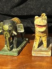 Antique Asian Carved Animal Figures Painted Elephant   Tiger