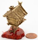 Solid Brass Amber Figurine Magic Hut On Fowl s Legs Baba Yaga House Ironwork