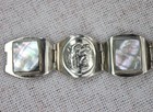 Vtg Taxco Mexico Sterling Silver 7-pane Hinge Bracelet W  Abalone 6 75 Inches