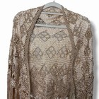 Antique Hand Woven 1920   s Silk Ribbon Shawl W Long Cascading Fringe Rose Gold