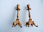 Antique French Rococo Bronze Candlesticks Pair 19th Century Gold Table Decor