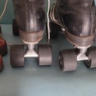 Riedell  vintage Black Leather    Quad Roller Skates With Extra Wheels  Mens 11