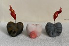 Kitty Cat Mini Figurine Set Of  3 - Tortie  Orange  Grey Hand Sculpted   Painted