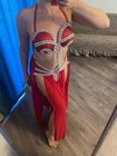 Luxury Red Belly Dance Costume  Beaded Festival Outfit