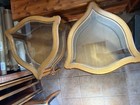 2 Vintage 1950s French Curved Glass Curio Shadow Box Display Case Tables