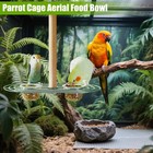 1pc Bird Cage Double Seed Water Feeder Cups Parrot Perch Stand Hanging Feeder