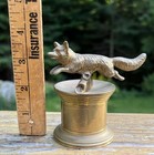 Vintage Brass Running Fox Stamp Dispenser 3 5    Tall