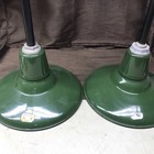 Vintage Set Of 2 Benjamin Green 12    Porcelain Enamel Barn Light Fixture