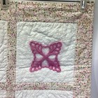 Small Crib Quilt Wall Hanging Throw Cotton 34 x36  Whimsical Angora Embroidery