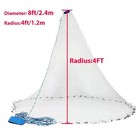 8ft Fishing Cast Net Bait Easy Throw Hand Cast Strong Nylon Mesh Us New