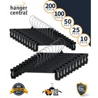 Hanger Central 25 Pack Black Plastic Pants Hangers With Extra Long Clips 14 Inch
