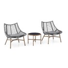 Outdoor Bistro Set Patio Furniture Grey 3-piece Wicker Rope Chat Set  Garden