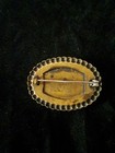Antique 1900 Victorian Mourning  Reverse Painting Bubble Glass Brooch Pin 