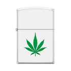 Zippo Lighter - Green Leaf On White Matte Glow In The Dark  - 854276