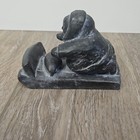 Vintage Alaskan Original Hand Carved Cast Sculpture Eskimo Inuit Ice Fishing