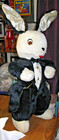 Vintage 1960 s Large 21  Plush Easter Bunny Toy Rabbit Doll Dressed In Tuxedo