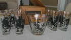 Vintage Hazel Atlas Black Horses 8 Glasses Tumblers Ice Bucket Black Gold Mcm