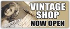 Vintage Shop Open Advertising Banner Vinyl Mesh Sign Antique Store Collectibles