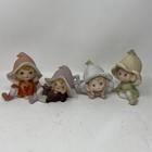 Vintage Homco Set 5 Elf Pixie Gnome Figurines Porcelain Ceramic Fairy Home Decor