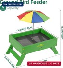Mixxidea Ground Bird Feeder With Umbrella  5 Lb Freestanding Wooden Platform Fee