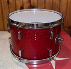 Vintage 60s Rogers Holiday 13  Rack Tom Drum - Red Sparkle - Bread   Butter Lugs