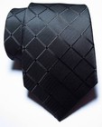 New Classic Checks Full Black Jacquard Woven 100  Silk Men s Tie Necktie