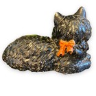 Black Cat Doorstop Vtg Cast Iron Kitty Kat Lying Halloween Door Stopper Statue