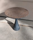 Vintage Mid Century Modern Atomic Round Mushroom Tulip Pedestal Table Fiberglass