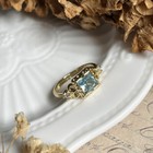 Vintage Square Cut Sky Blue Aquamarine 14k Gold Plated Dainty Elegant Open Ring