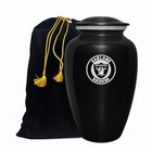 10 5   Black Oakland Raiders Football Theme Cremation Funeral Ashes Urn W bag