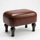 Ottoman Leather Footrest vintage Footstool thickened Foam Upholstered Brown