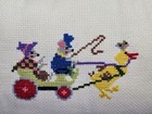 Victorian Mice In Duck Drawn Carriage X Stitch Finished Pillow Gingham Ruffle