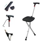 Folding Walking Cane With Tripod Chair Seat Stool Heavy Duty Adjustable Portable