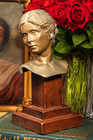 Quality Artist Signed Female Profile Antique Bronze Art Statue Bust Sculpture