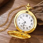 Steampunk Vintage Pocket Watch Gold Case Arabic Numerals Necklace Pendant Chain