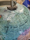 Vintage 1950 Replogle Stereo Relief 12  Globe Metal Faux Wood Base Post Wwii