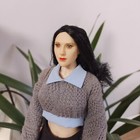 1 6 Female Pale Black Long Hair Girl Head Sculpt Carved Model For 12 figure
