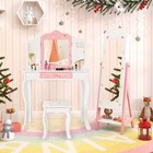 Kids Makeup Vanity Desk Set Jewelry Armoire Cabinet Full Length Mirror Children