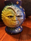 Vintage Lava Lite Lamp Sun Moon Blue Yellow Celestial 90   s Graffix Ceramic