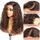 13x4 Water Wave 250  Density Ombre 1b 30 Transparent Lace Wigs Human Hair