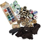 Vtg Sewing Thread Lot Spools Skeins Assorted Colors Brands Wooden   Cardboard