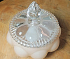 Fenton Pink Melon Glass Powder Jar Vintage Vanity